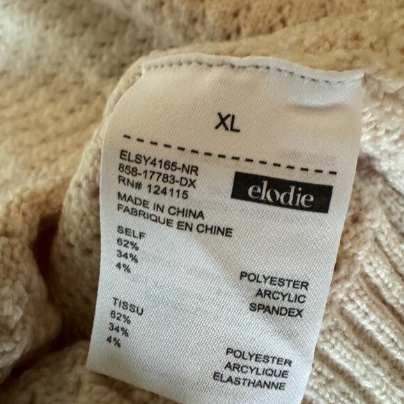 Elodie Women’s Crew Neck Knit Pullover Cream Crop Sweater NWT Cozy size Small - Picture 8 of 8